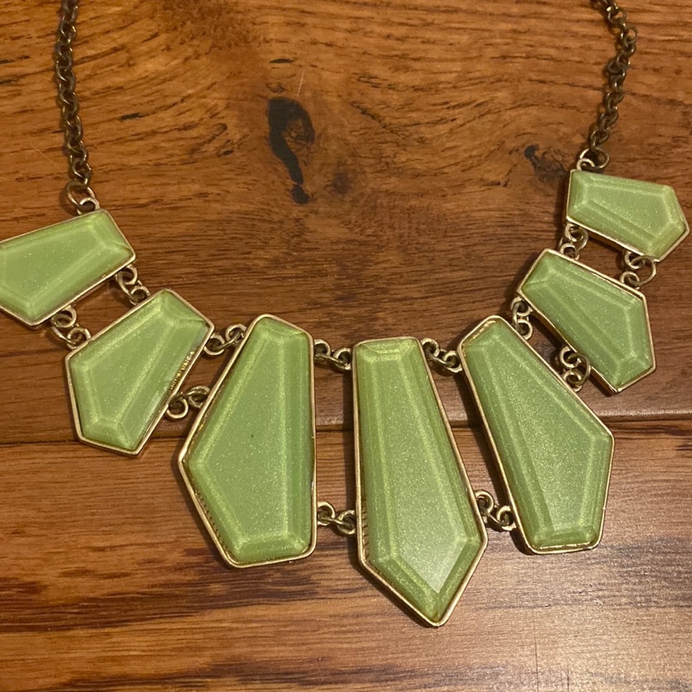 Light green statement necklace with gold
